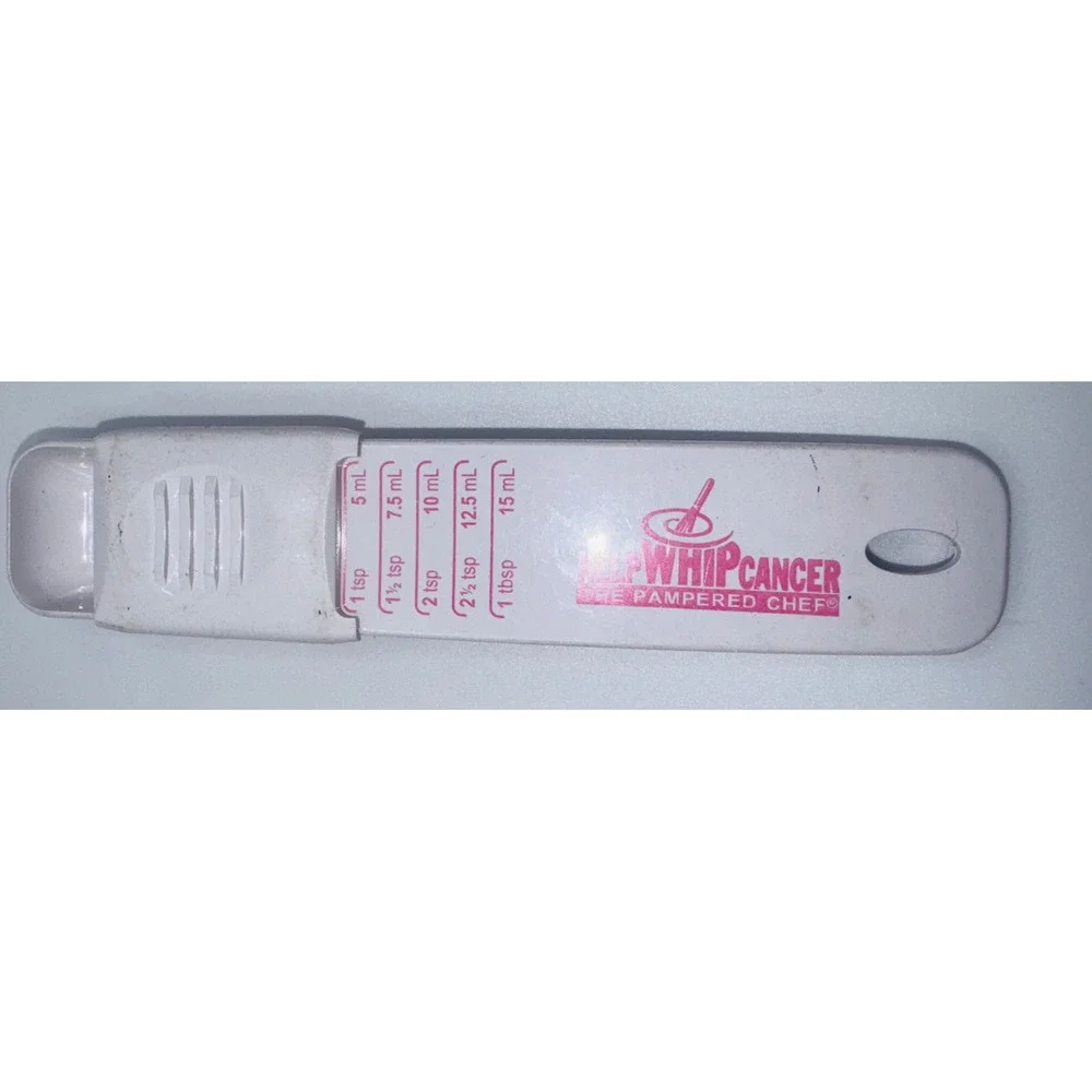 Pampered Chef Help Whip Cancer Adjustable Measuring Spoon White Pink 1tsp-1tbsp